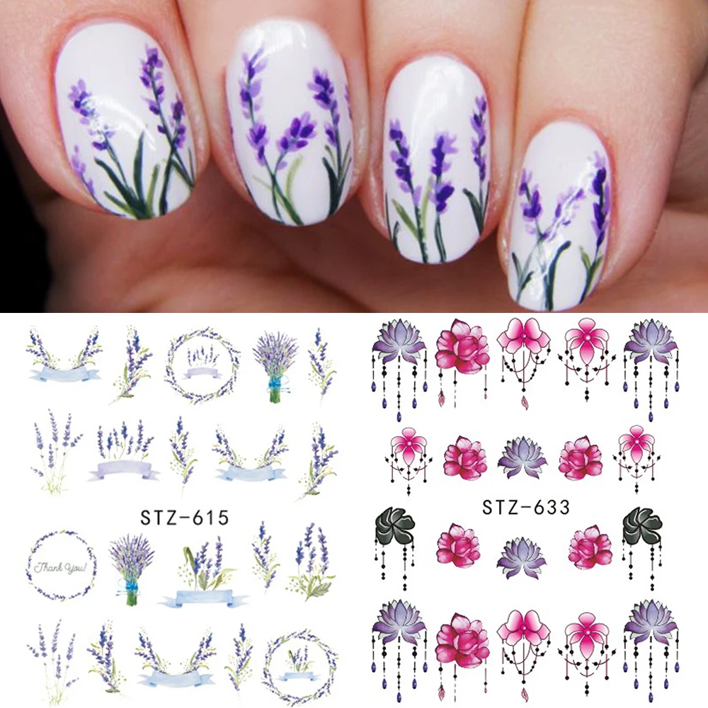 1 лист наклейка на ногти водная переводная смешанные цветы Красочный Дизайн