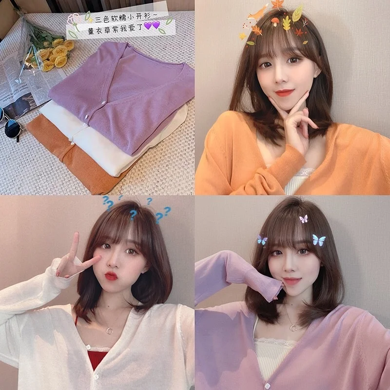 

Small Long-Sleeved Knitted Shirt Spring and Summer Versatile Thin fafa_ootd