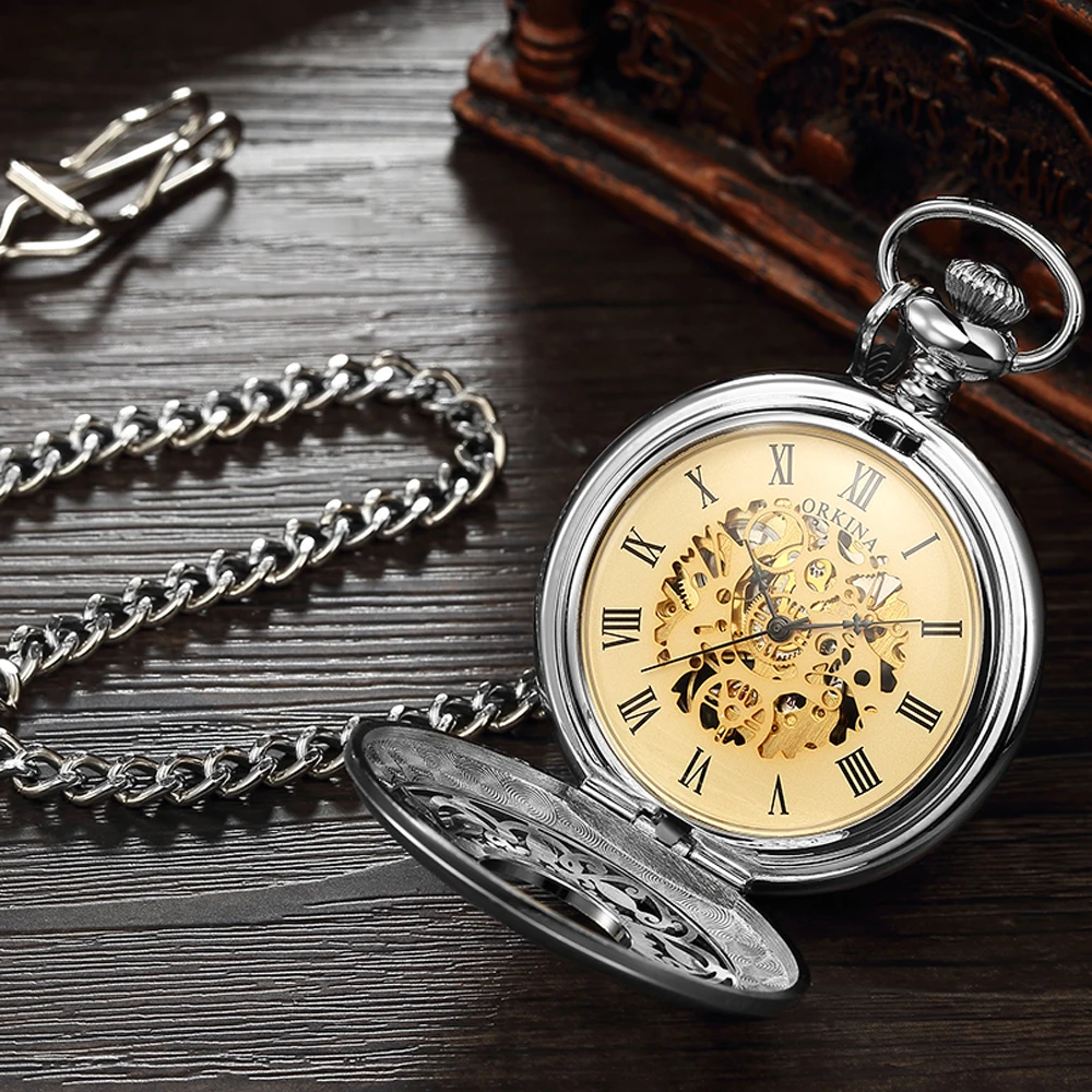 Часы-скелетоны мужские карманные механические в стиле стимпанк  Наручные
