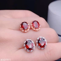 kjjeaxcmy fine jewelry 925 sterling silver inlaid natural garnet exquisite classic womens stud earrings support detection noble