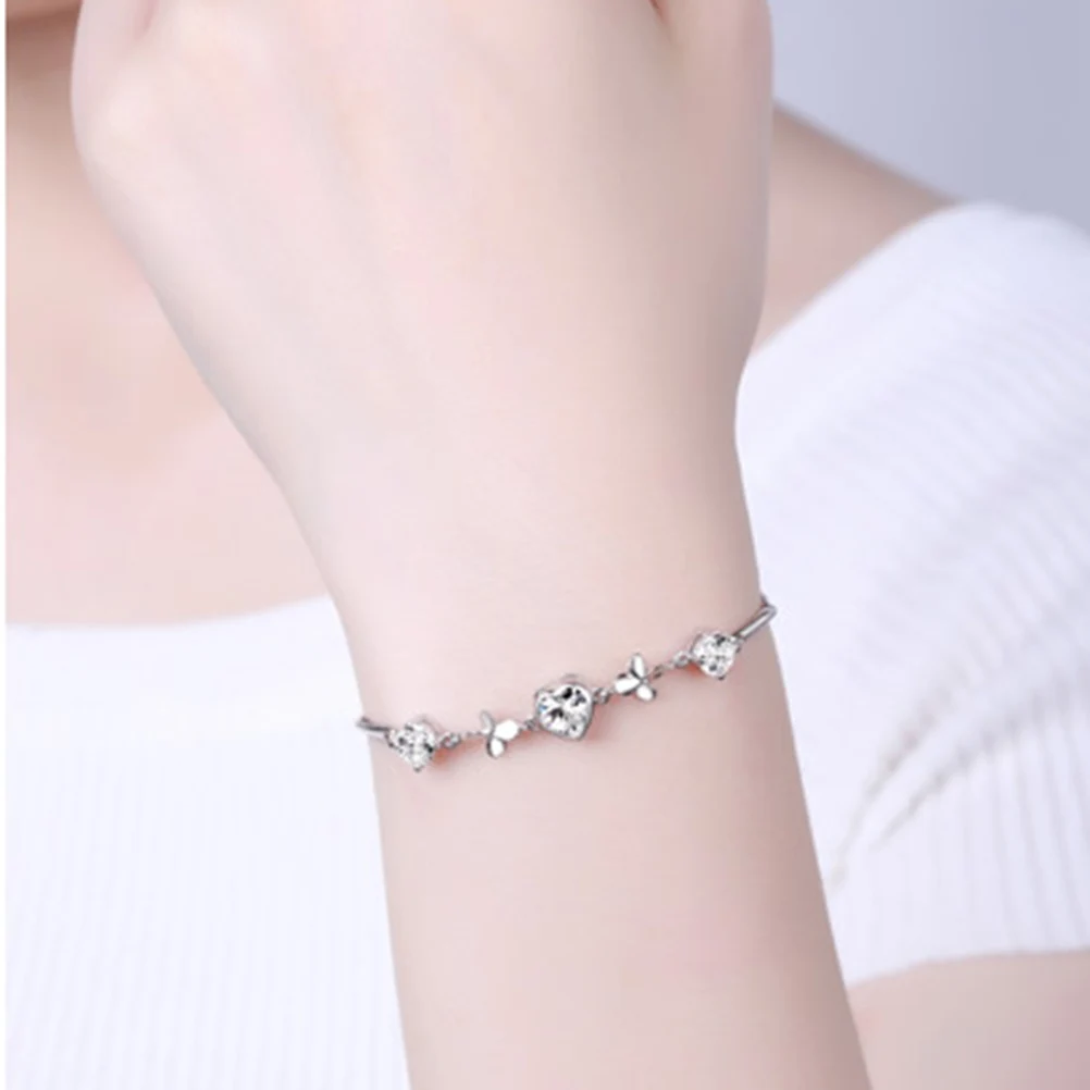 1 шт. Серебряный практичный браслет модный с клевером в форме сердца счастливый