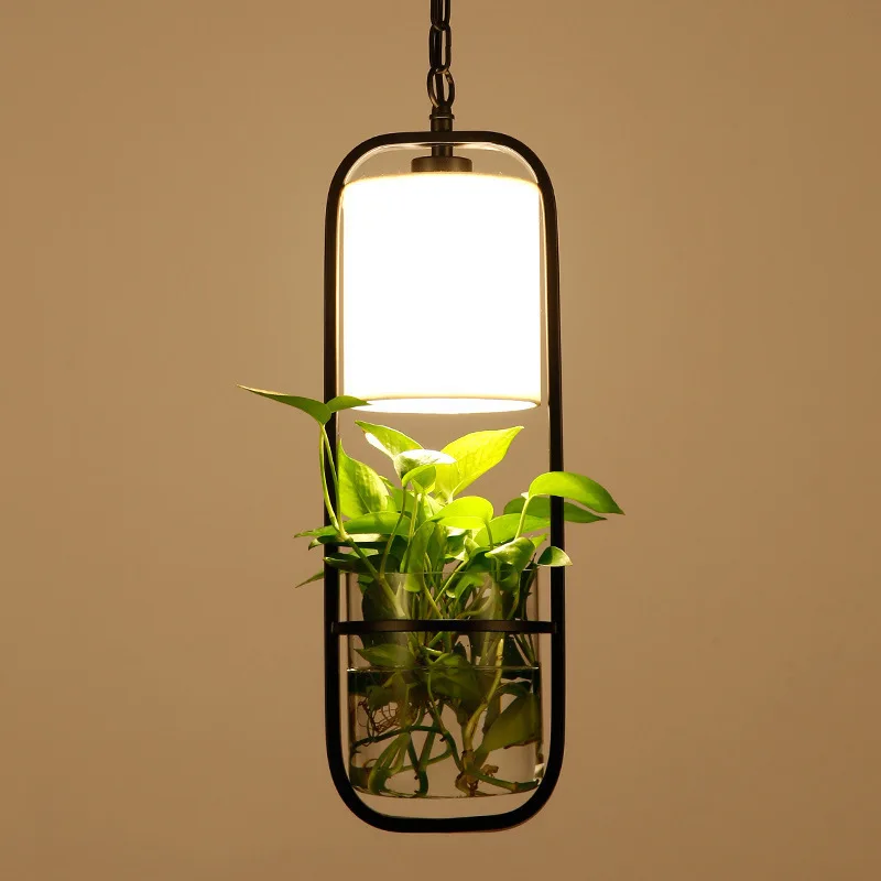 

pendant light garden flowers potted plants pendant lamp wrought iron glass garden suspension lights nordic bar bedroom lamp g176