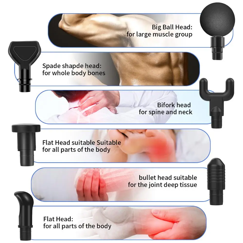 

3600rpm Electric Fascia Gun Sports Recovery High Frequency Deep Massager 6 Heads 30 Gears Muscle Relaxation Strong Massager