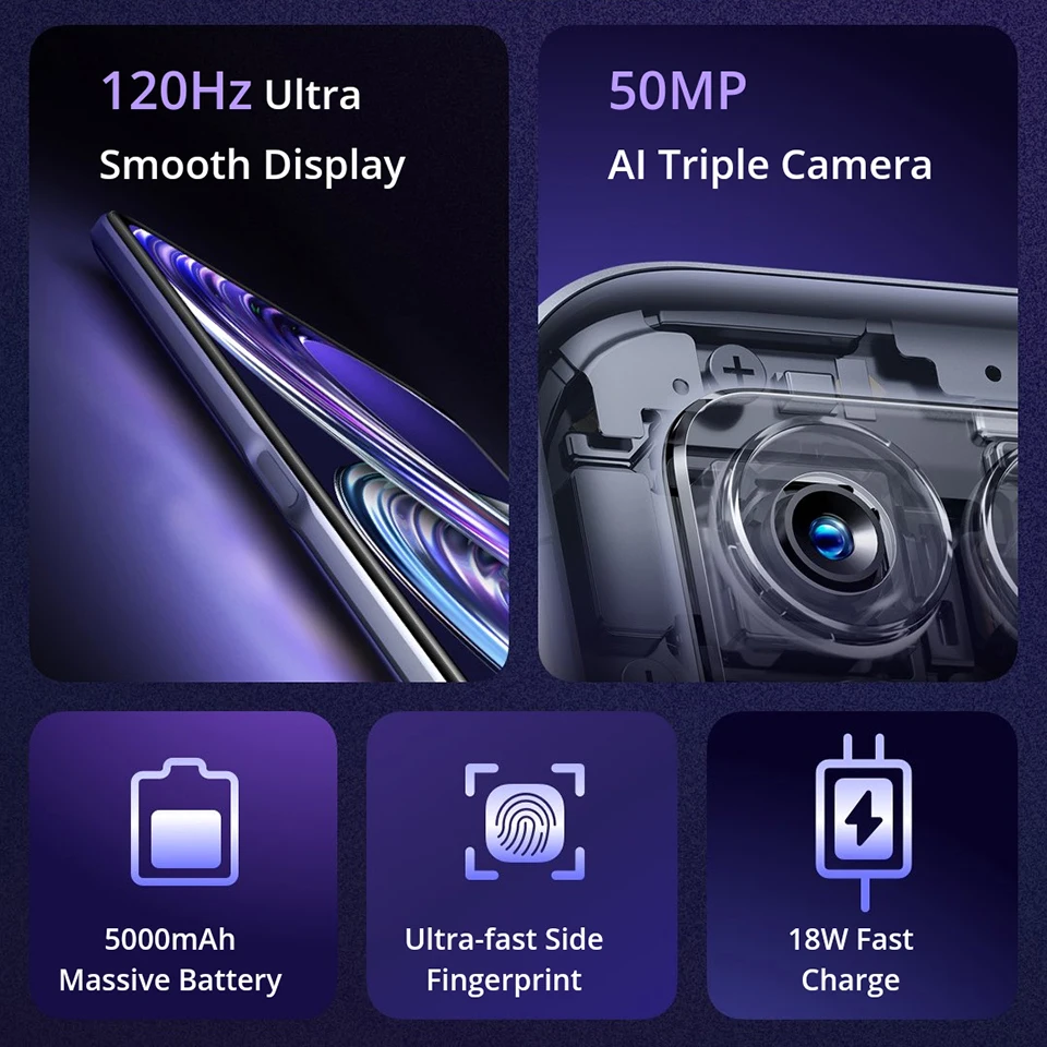 Realme-tel&eacute;fono inteligente 8i versi&oacute;n rusa, 4GB, 128GB, pantalla de 6,6 pulgadas, 120Hz, c&aacute;mara triple ia de 50MP, bater&iacute;a de 5000mAh, NFC, narzo-1
