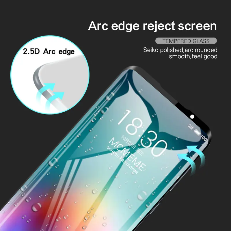 Для meizu 16T защитный чехол для экрана черный мягкий из ТПУ с полным закаленным