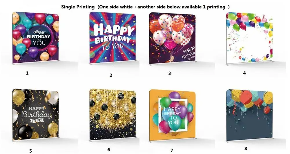 Single Printing Двухсторонний День рождения воздушные шары печатные подушки фоны с рамкой стенд для фотографии фото стены День рождения Свадебные украшения - Цвет: Single Printing