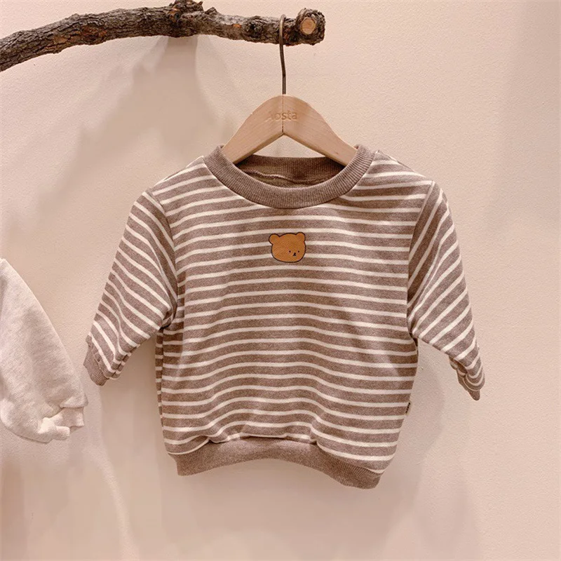 

Toddler Kids Baby Boys Girls Clothes Set Baby Long Sleeve Cartoon Bear Sweatshirt Tops Pants Outfits Set Newborn Stripe Clothing