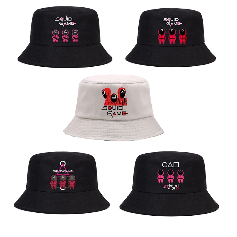 

Korean TV Squid Game 456 Graphic Summer Hat Women Men Panama Bucket Cap The Design Flat Visor Harajuku Fisherman Hat Bucket hat