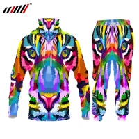 ujwi tracksuit winter male 2 piece colorful tiger drops sportswear suit 3d digital printing hoodies men custom 5xl