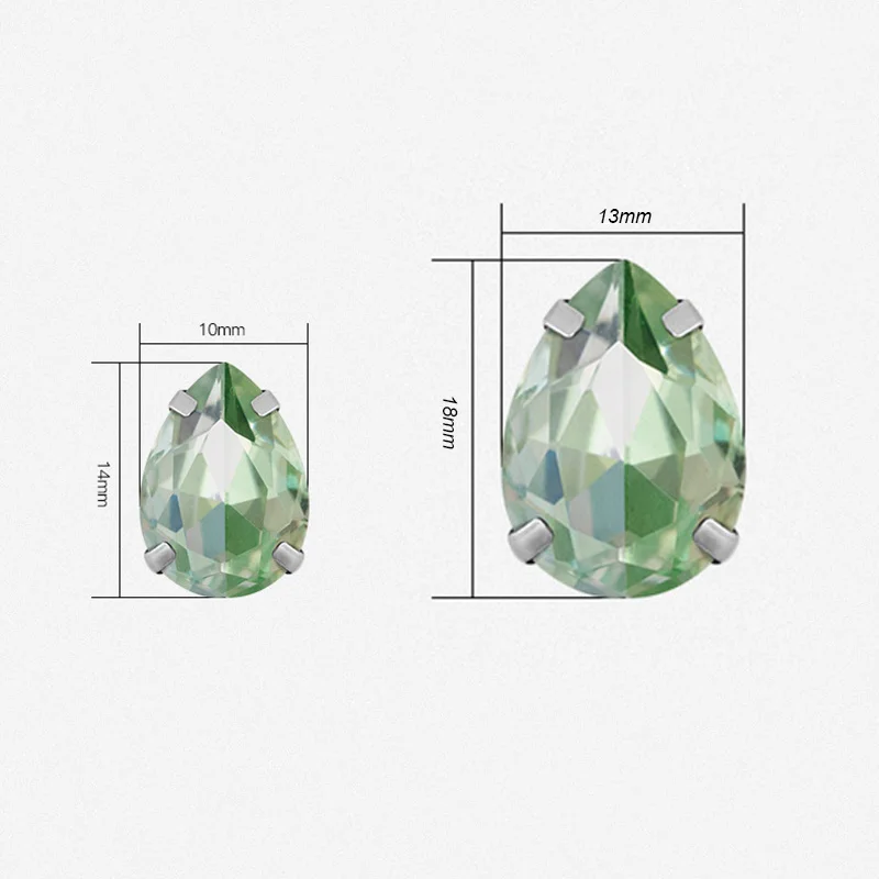 Стеклянные стразы в форме слезы с острым концом 10 х1 4 мм/13 х18 мм пришивные