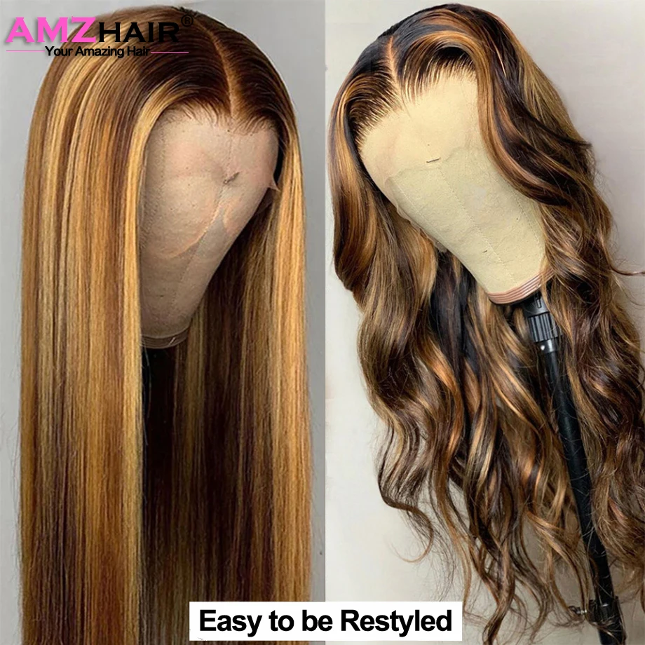 Парик из человеческих волос с эффектом омбре парики коричневого HD кружева