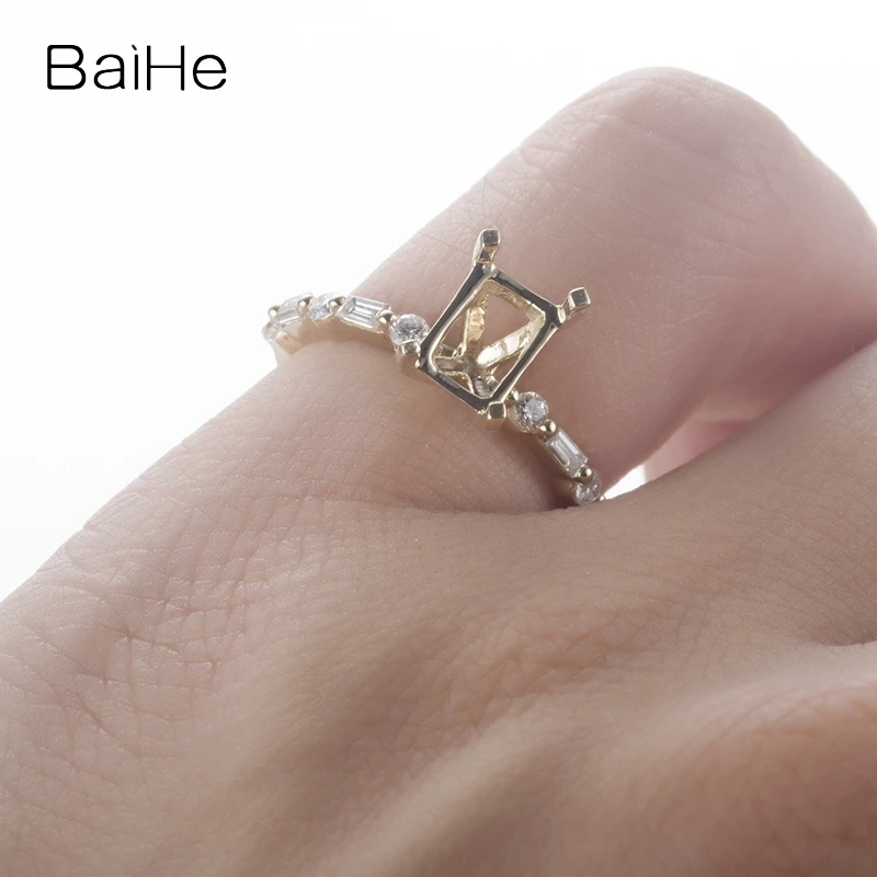 BAIHE однотонное 14K желтое золото сертифицированное изумрудная огранка