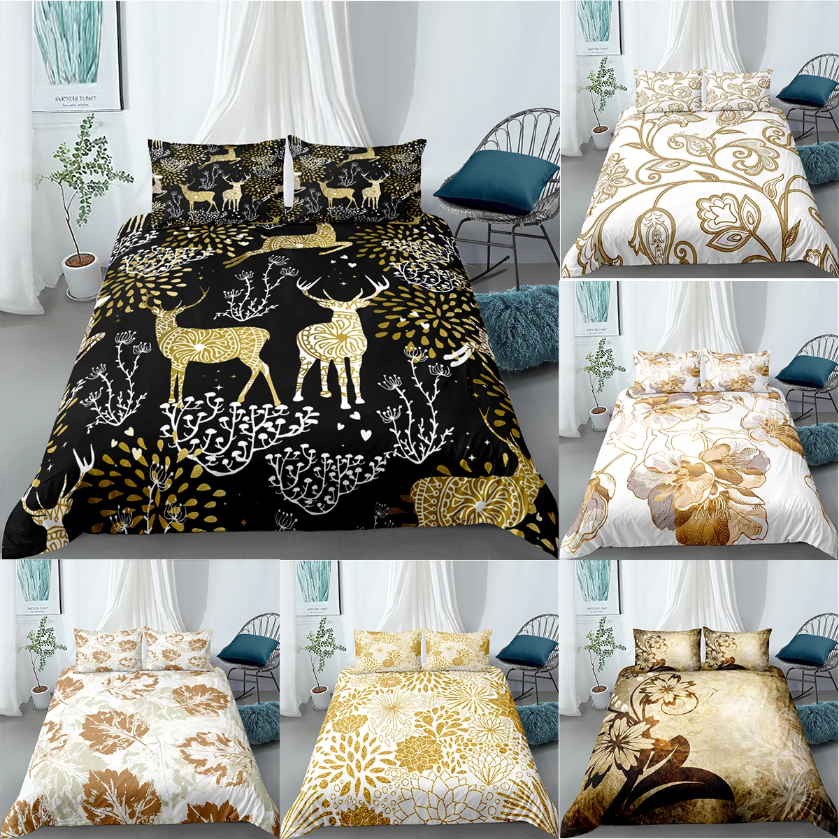 2/3 шт. Постельное белье класса люкс с цветочным принтом пододеяльник постельное