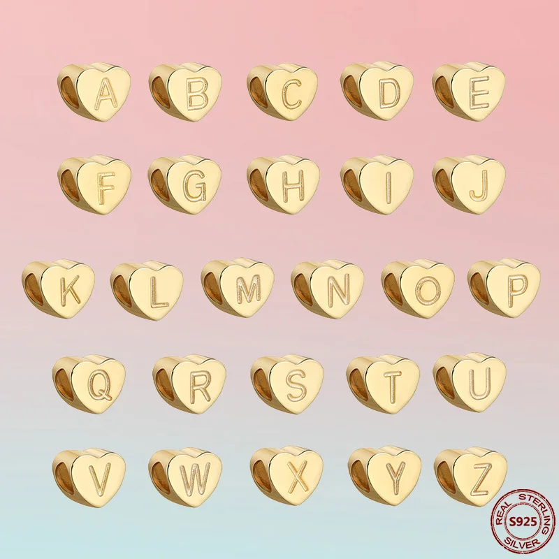 100% Стерлинговое Серебро 925 пробы бусива буква Шарм алфавита Подходит для Pandora
