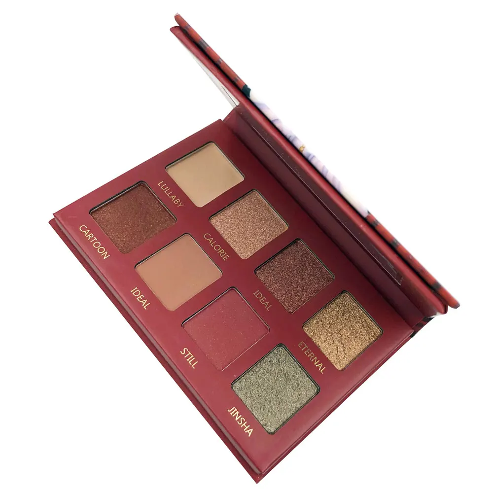 Палитра матовых мерцающих теней для век 8 цветов красный пигмент телесного цвета
