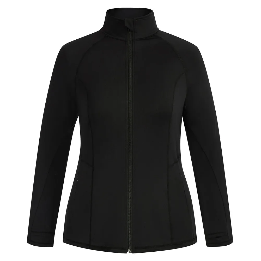 

HN Women Plus Size Stand Collar Yoga Jacket Long Sleeve Zip-up Sports Jacket Fat Boy Size Stand Collar Yoga Jacket Flat-lock