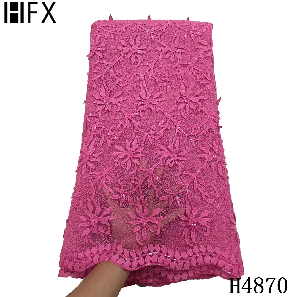 HFX нигерийская кружевная ткань 2021 Высококачественная с блестками Свадебная