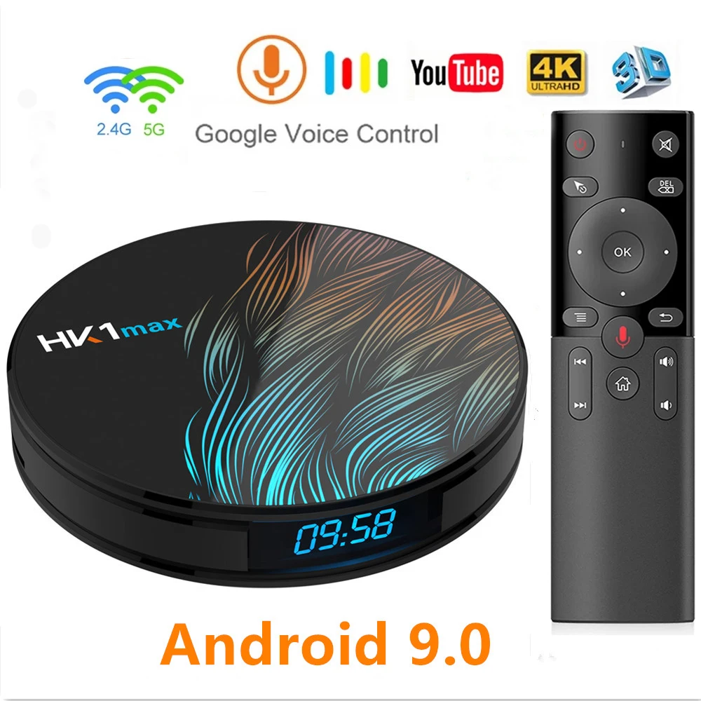 

HK1 Max Plus RK3328 Chip Android 9.0 Quad Core Tv Box Youtube 4GB/32GB 2.4G/5GHz Dual WIFI BT4.0 100 LAN USB 3.0 Media Player