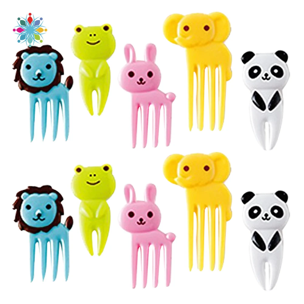 Вилки для еды сделай сам 10 шт. милые вилки Мультяшные животные еда фрукты бэнто с