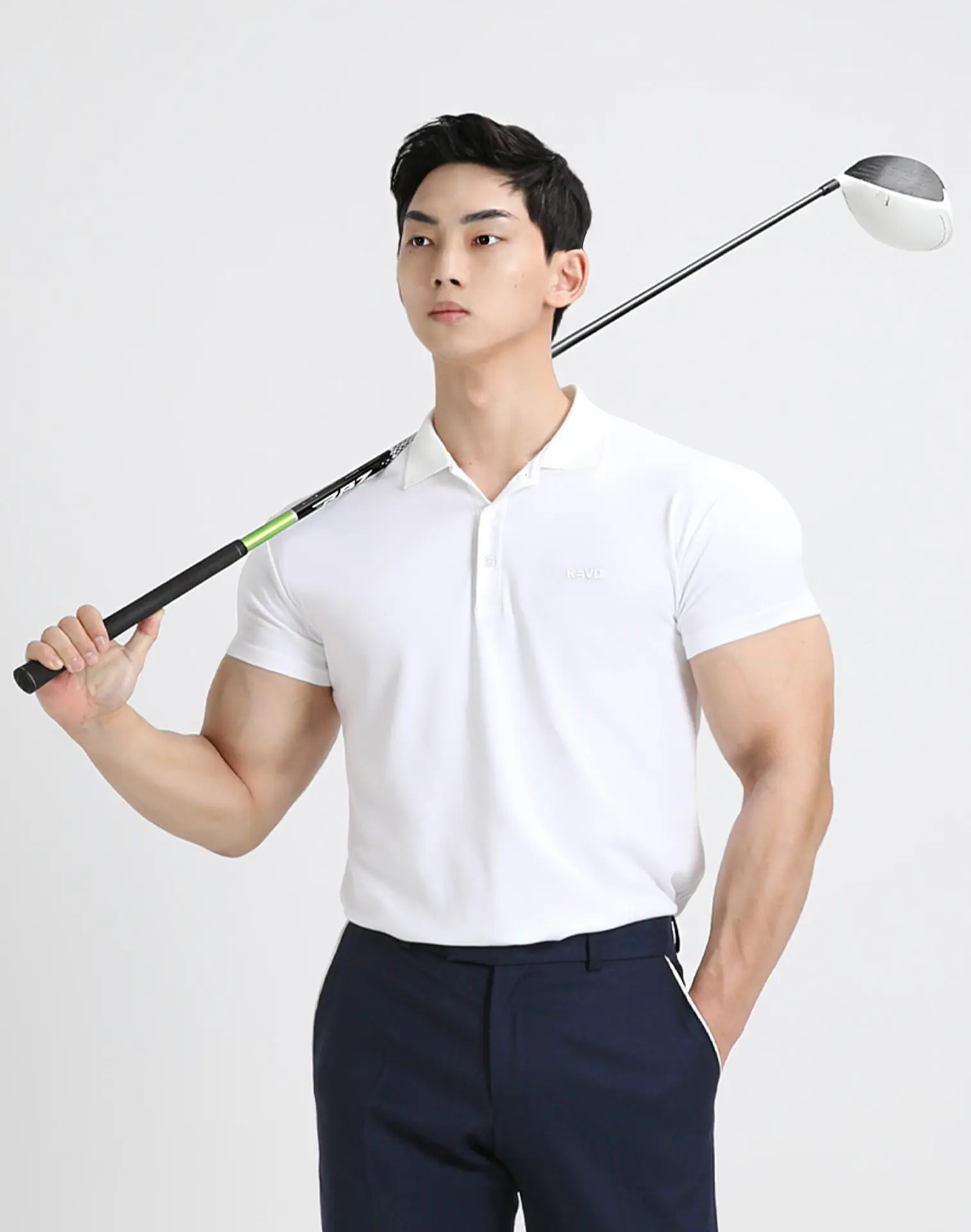 

2021 summer Korean version of the lapel casual POLO shirt men's trendy brand printed sports V-neck seamless ice silk top T-shirt