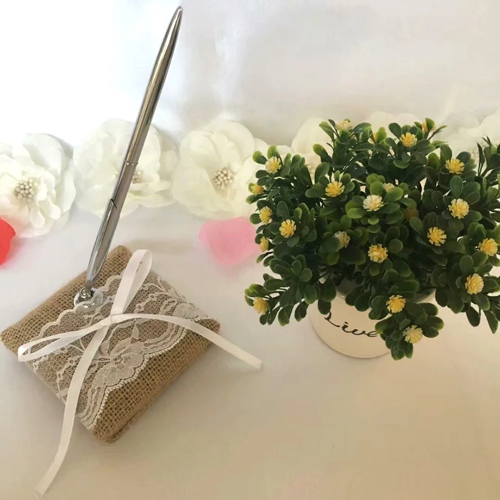 Золотая Свадебная вечеринка серебряная Гостевая книга ручка для подписи