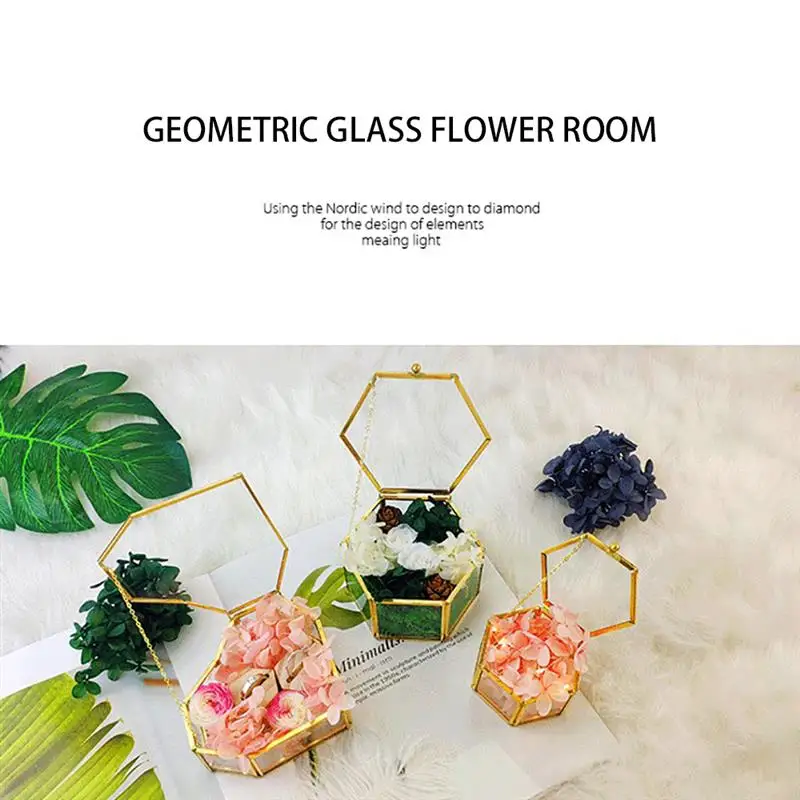 Геометрических ясная стеклянная шкатулка для украшений организовать Держатель