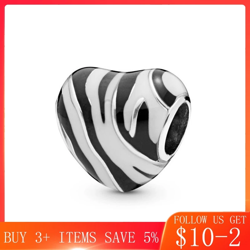 CodeMonkey Authentic 925 Sterling Silver Zebra Striped Beads Fit Original Design Bracelet DIY Jewelry Making CMC014 | Украшения и