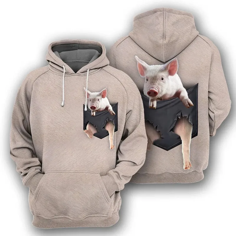 

Autumn and winter 3D full print animal pig pattern top unisex casual hoodie/sweatshirt fashion men's zipper hoodie apparel S-5XL