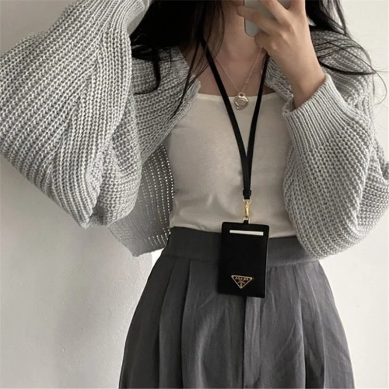 

Korean Croppes Cardigan Women V-neck Lantern Sleeve Temperament Pull Femme Ropa Mujer 2021 Fashion Knit Sueter Mujer