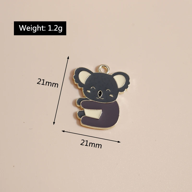 10pcs 21*21 Enamel Koala Charms for Jewelry Making DIY Cute Mini Animal Necklaces Pendants Earrings Handmade Accessories - купить по