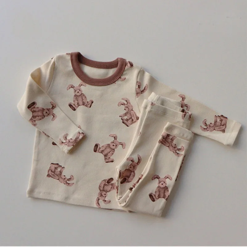 pijama dos desenhos animados bonito algodão manga longa coelho sleepwear
