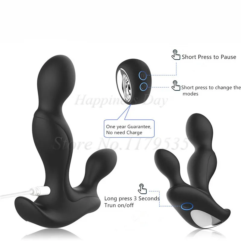 Массажер-вибратор для простаты анальная пробка водонепроницаемая с мощным