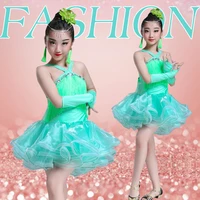 childrens latin dance girls tassels bright diamond dance competition clothing childrens latin costumes