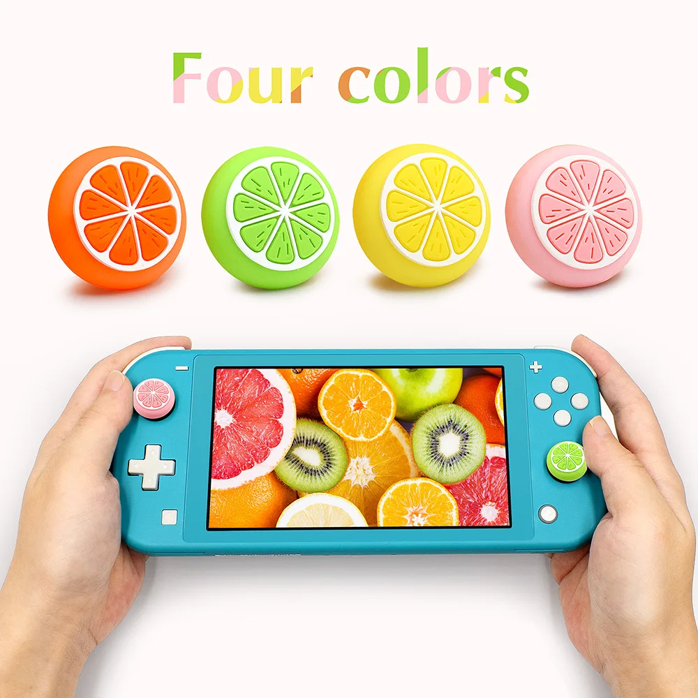 

Colorful Thumb Stick Caps for Nintendo Switch/Switch Lite/Switch OLED Cute Fruit Design Orange Caps Soft Silicone