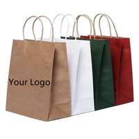 10 pcs custom logo kraft bags gift paper packing bag craft packaging personalization business shopping clothes package bags