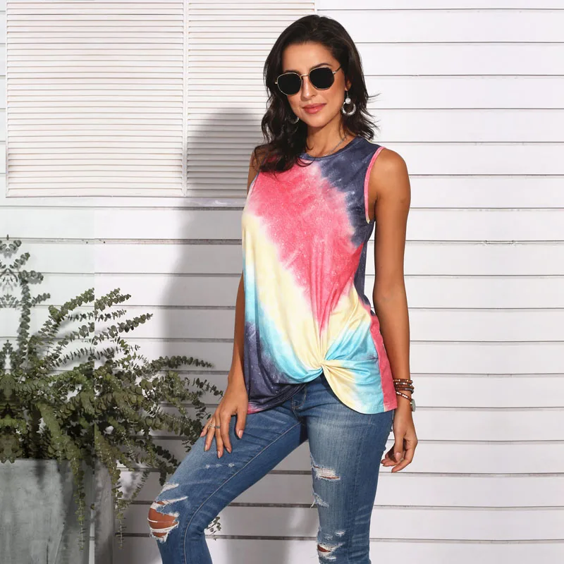 

Casual Tshirts Womens Rainbow Gradient Color Shirts 2020 Summer Large Sizes Loose Tee Vest Hotsale Mujer