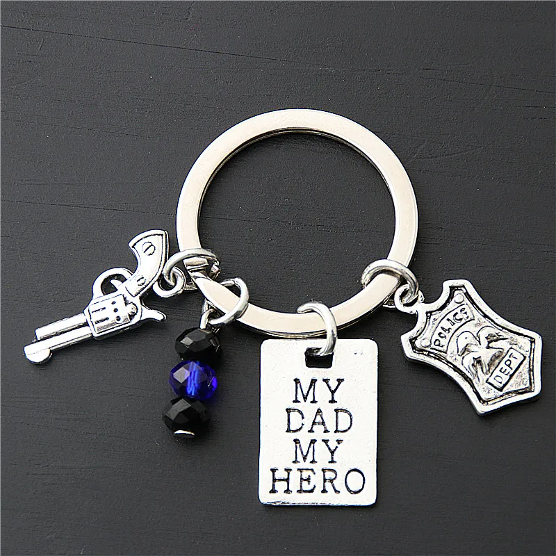 1 шт. полицейский значок и пистолет брелки брелок для отца унисекс подарочные