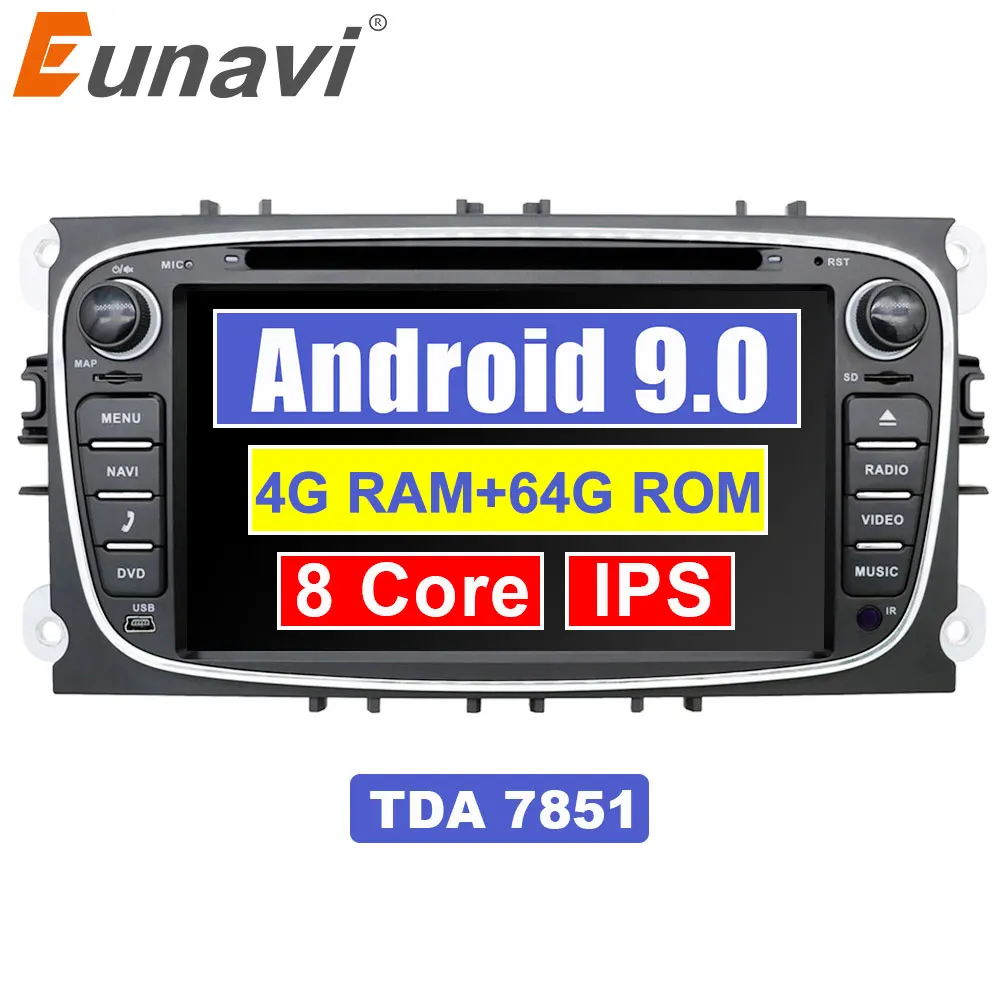 Eunavi 2 din Android 9 0 Восьмиядерный автомобильный dvd плеер gps Navi для Ford Focus Galaxy с аудио