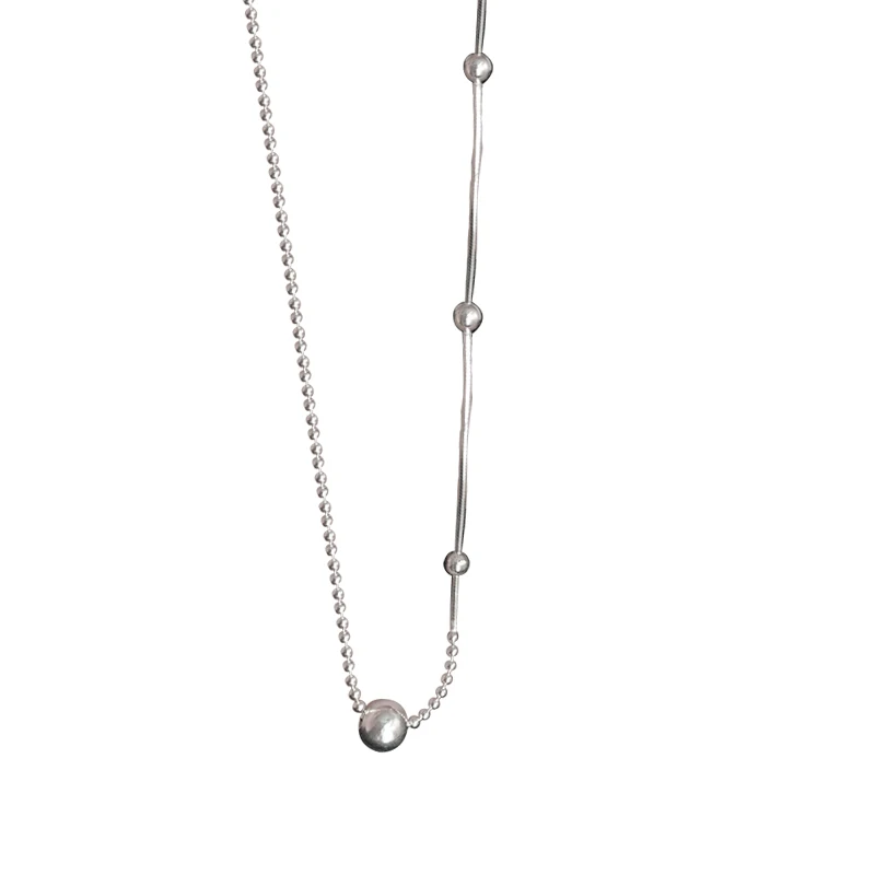 

For the Evening Simple Ball Clavicle Chain Women's Simple Temperament French Entry Lux Cold Style Silver Necklace 2021new