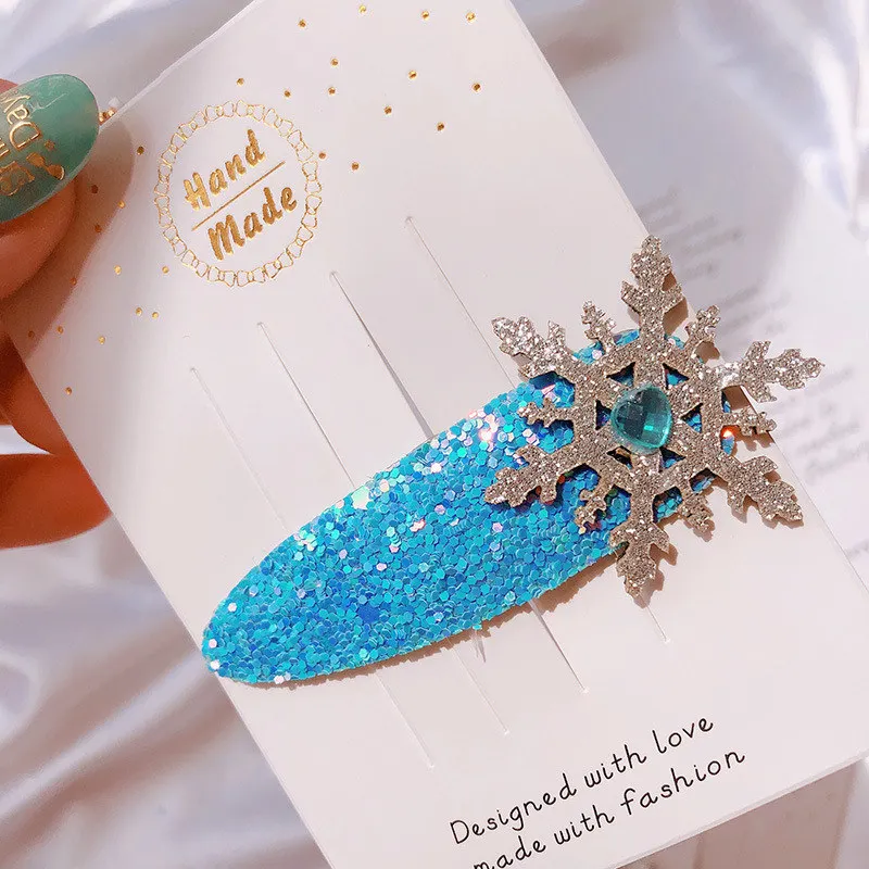 Waterdrop hair clips M MISM Рождественские снежинки аксессуары для волос хрустальные заколки для волос для женщин зимние заколки для волос женские заколки синие резинки для волос - Цвет: Waterdrop hair clips