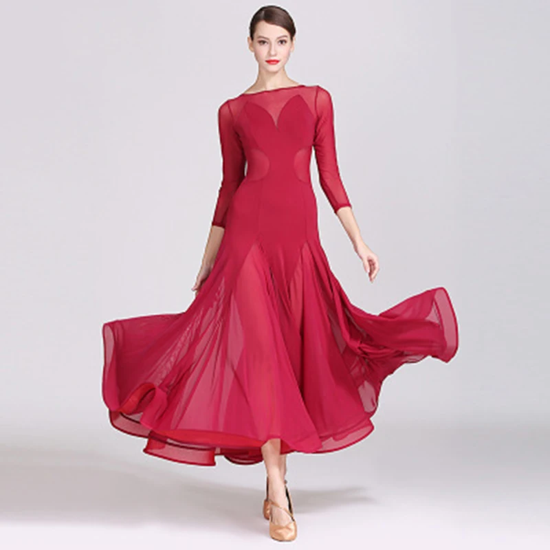 Черное платье для бальных танцев одежда вальса танго танцевальные костюмы