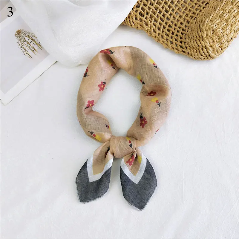 

58*58cm Square Scarf Floral Print Hip-Hop Head Scarf Women Small Scarf Cotton Linen Head Kerchief fashion Hair Tie Band Bandana