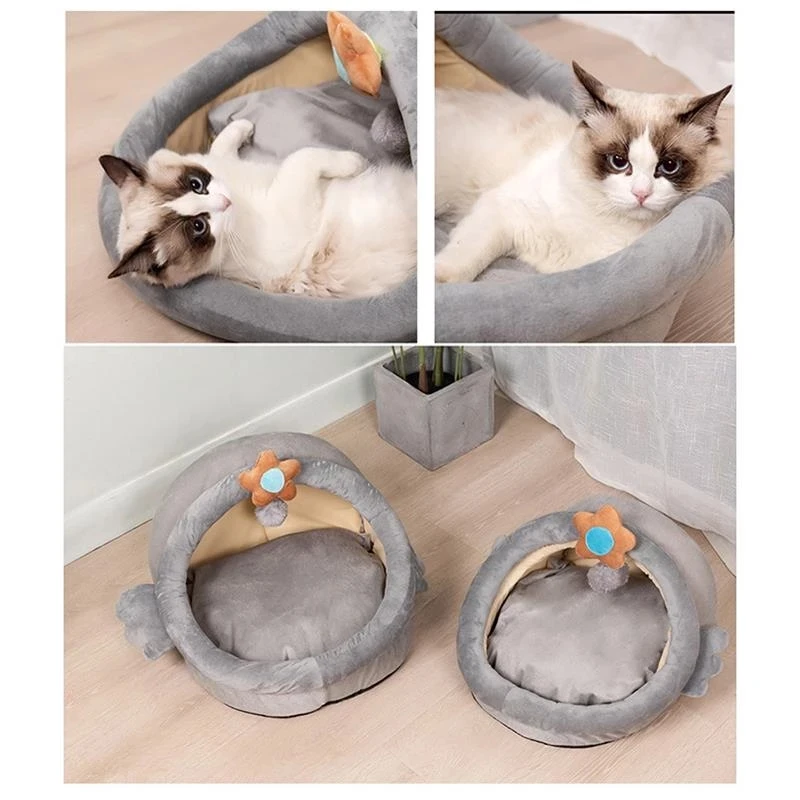 Милый домик для кошки кровать собаки Конура съемный спальный мешок с шариком