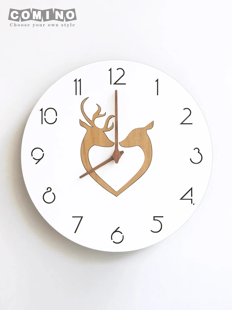 

Nordic Creative Wall Clock Simple Art Digital Living Room Wooden Silent Living Room Wall Clock Duvar Saati Home Decor DB60WC