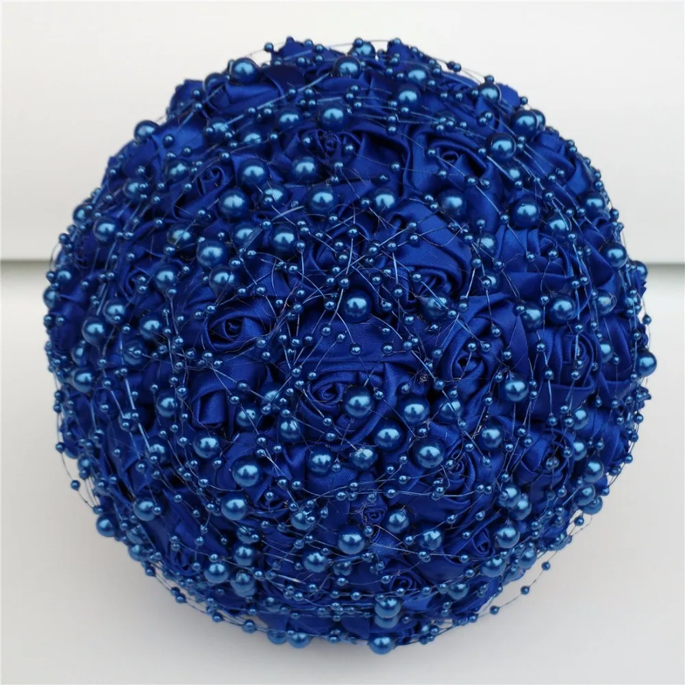 Высококачественные свадебные букеты с жемчугом и бусинами Королевского синего