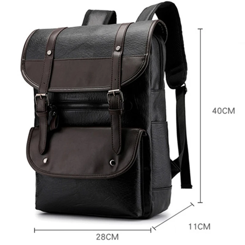 New Fashion Men's Backpack Waterproof Pu Material Multi-function Large-capacity Design Outing Leisure Travel Student Bag