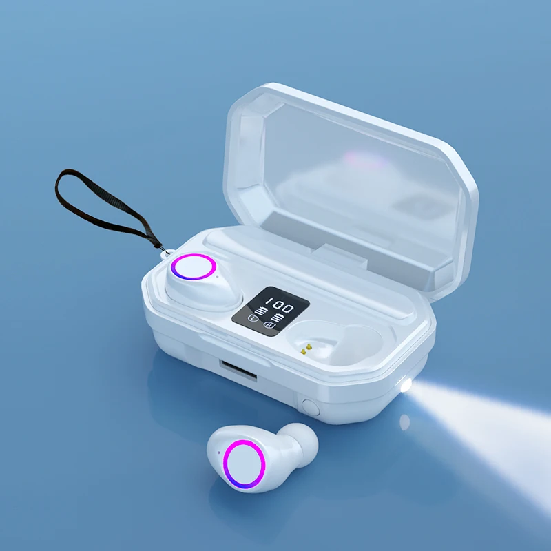 

M12 Wireless Bluetooth5.0 Earphone 9D Stereo Headphone Sports Running Headset With Flashlight LED Display With Charging Case