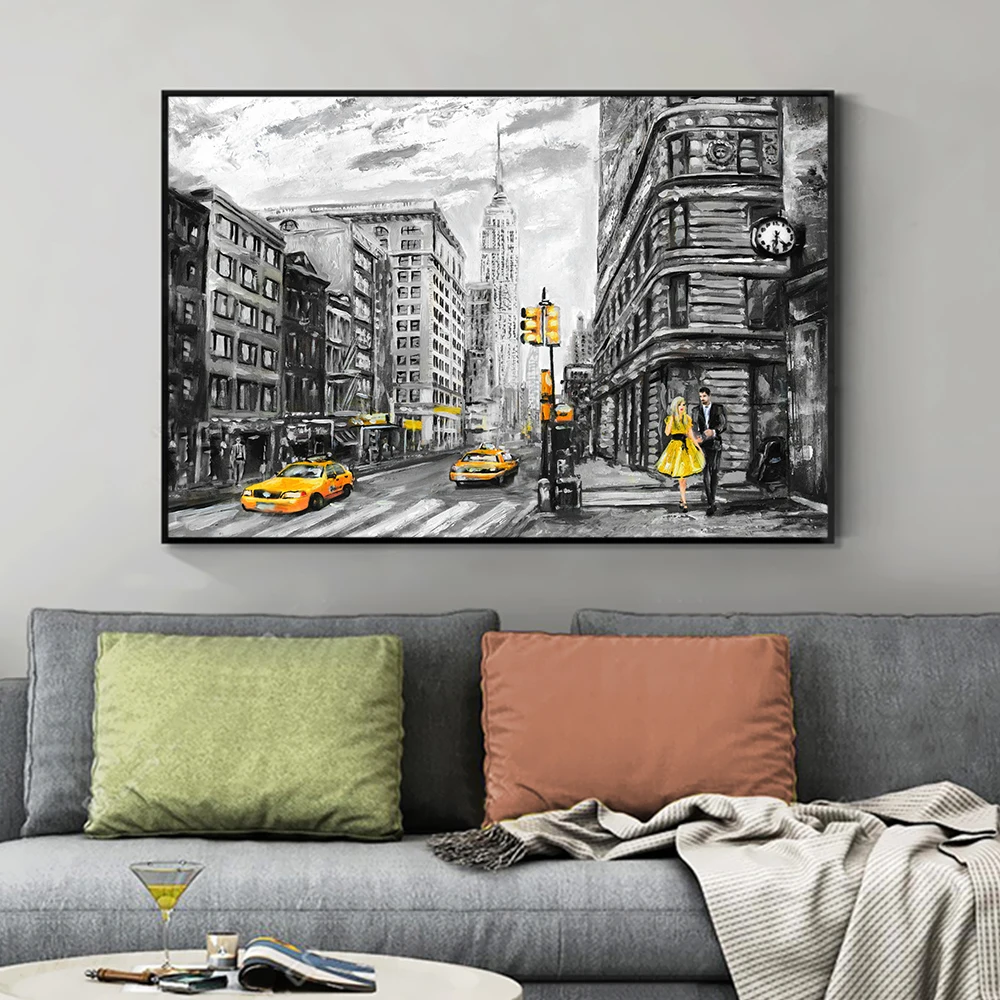 Абстрактная живопись пейзаж плакаты настенное искусство холст картины Нью Йорк Париж Город для гостиной