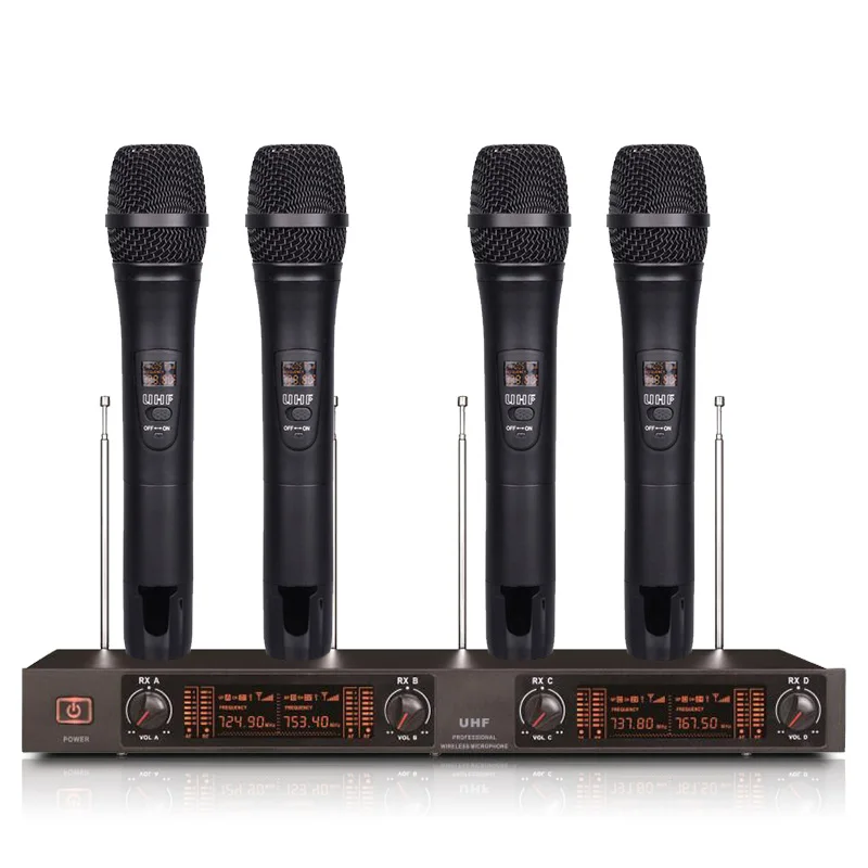 

Профессиональный беспроводной VHF 4-канальный искусственные груди конденсаторный микрофон гарнитура караоке микрофон Студийный