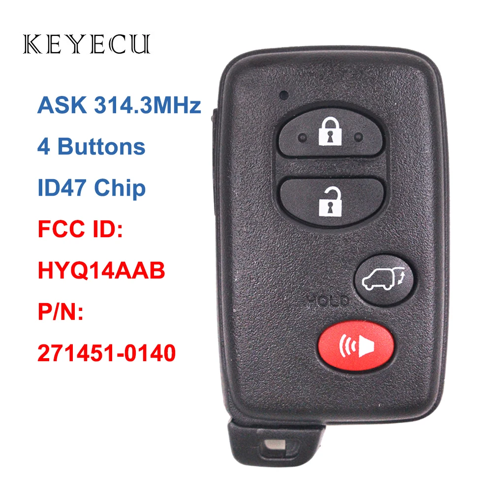 Штатив с 4 кнопками для Toyota Highlander 2008 2009 2010 2011 2012 2013 FCC ID: HYQ14AAB P/N: 271451 0140|Ключ от авто| |